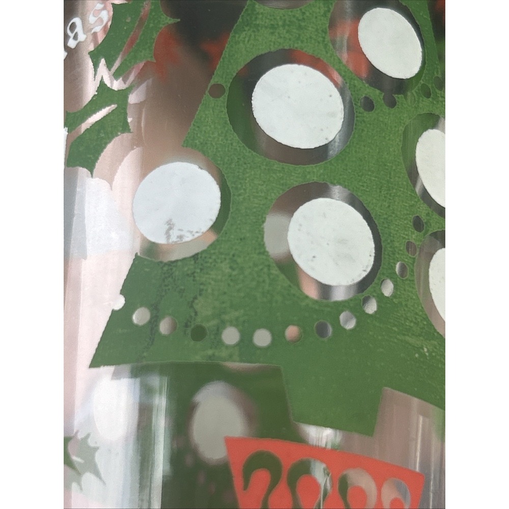 Vtg Set of 2 Continental Can MCM Christmas Holiday Glasses Wreath Poinsettia C - Picture 10 of 16